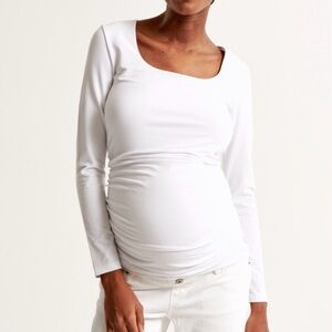 A&F Maternity Long Sleeve Cotton Blend Seamless Fabric Top